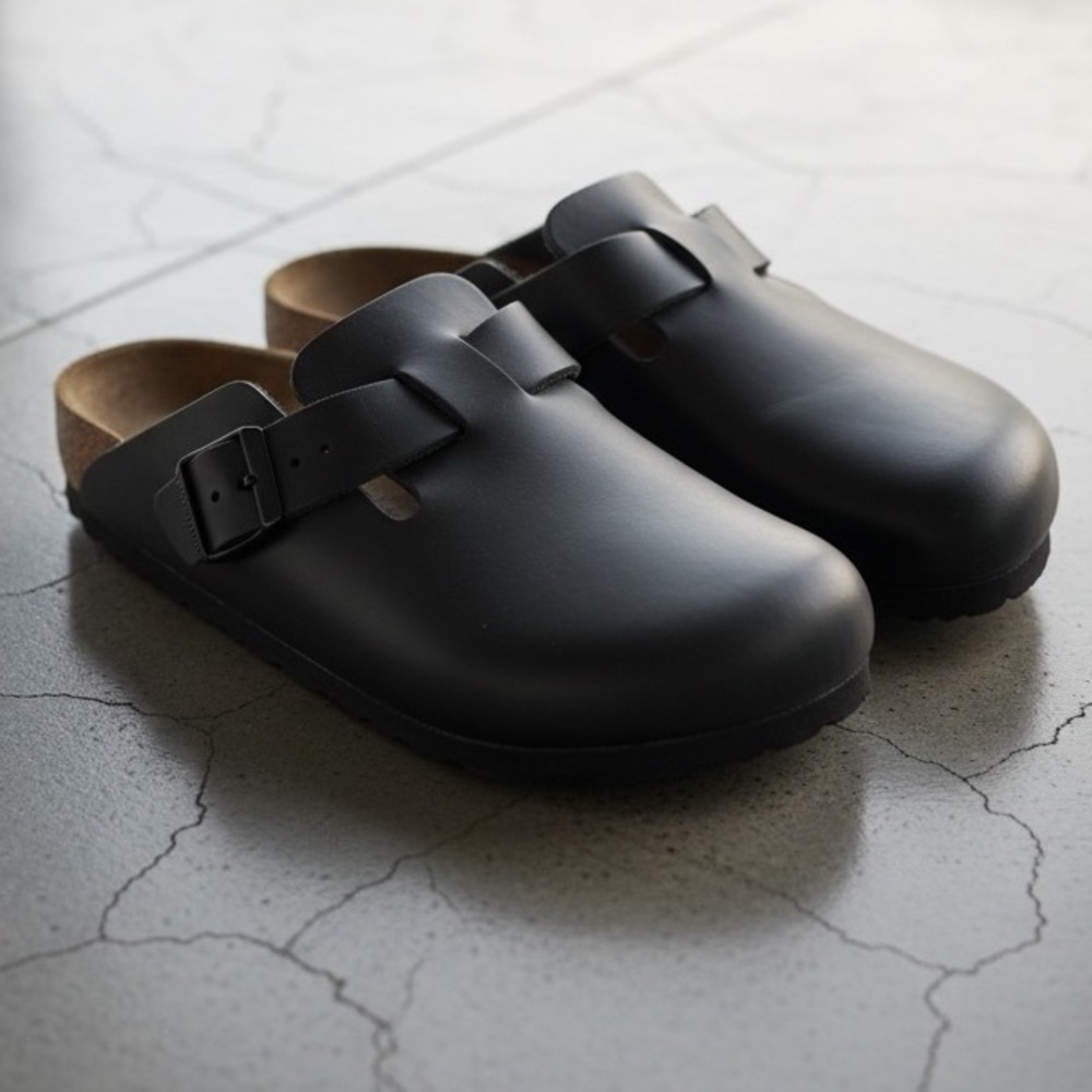 Birkenstock Boston Black Smooth Leather Clogs Mules EU 37 US 6-6.5 Regular Fit